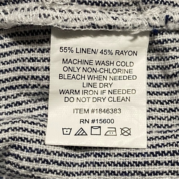 Briggs Linen Blend Pinstriped Shorts S Navy/White Casual Pull-On Cuffed Hem NWT - Picture 8 of 8